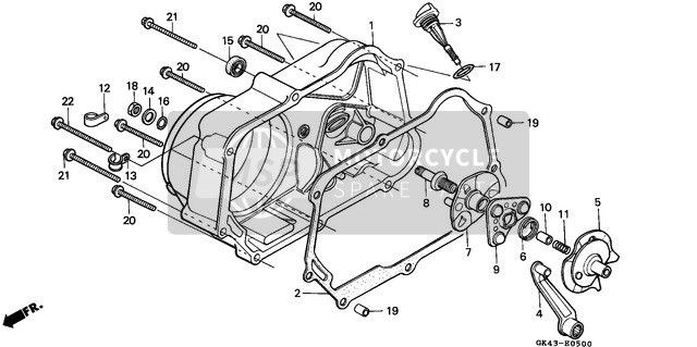 Honda C50S 1992 Carter droit Couverture (C50DF/G/DG/J/N/SN) pour un 1992 Honda C50S